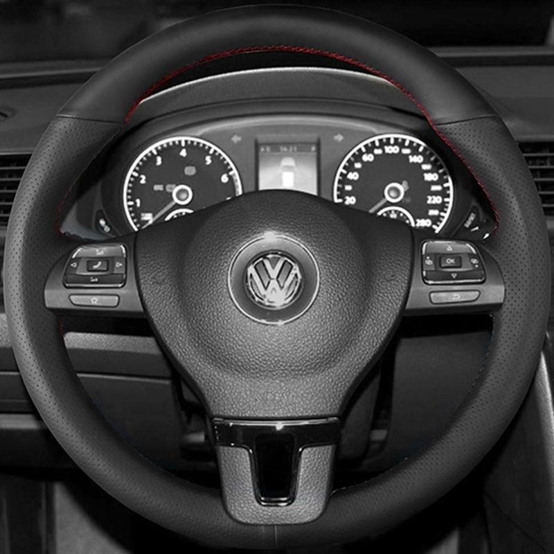 Черная обложка-накидка на руль автомобиля из искусственной кожи для Volkswagen VW Gol Tiguan Passat B7 Passat CC Touran Jetta Mk6