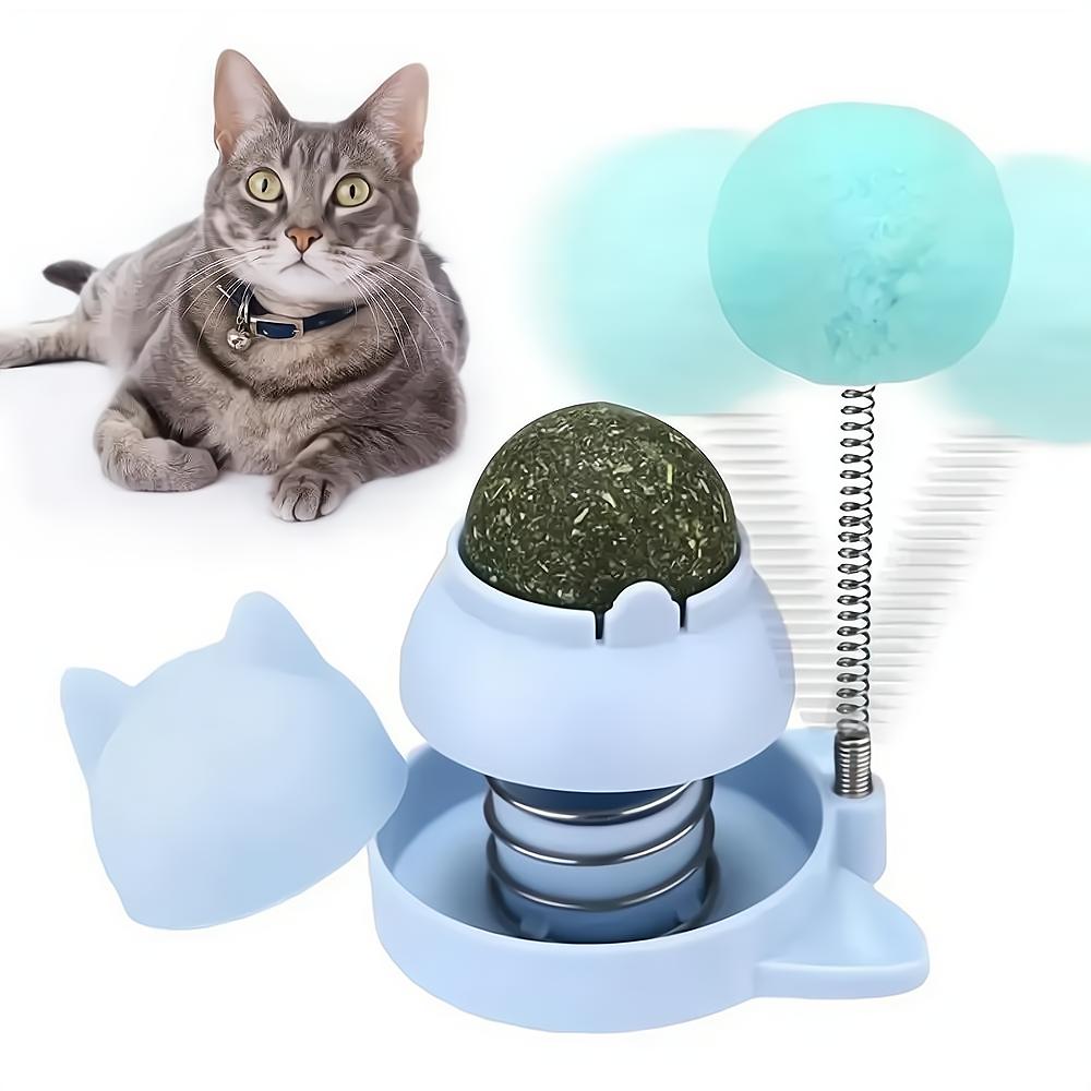 Natural Catnip Cat Rotatable Catnip Spring Ball Toys Clean Mouth Promote Digestion Pet Cat Toys