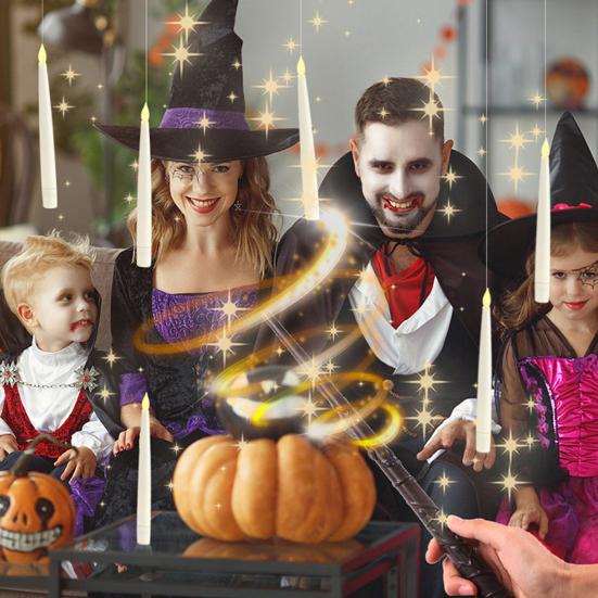 Yousheng 10 шт. плавающие свечи с палочкой дистанционного управления магические подвесные беспламенные свечи светодиодные мерцающие конические свечи для украшения вечеринки на Хэллоуин