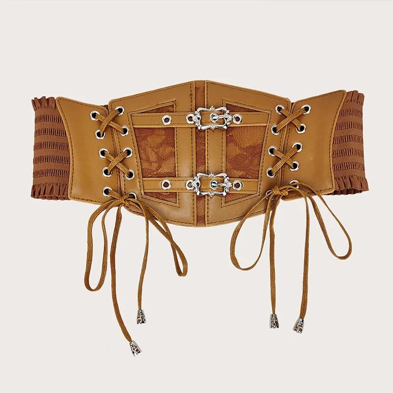 Большие размеры эластичные кружевные корсетные ремни для женщин, широкие эластичные пояса-кушаки, женский готический панк-платье, корсетный пояс, большой белый пояс