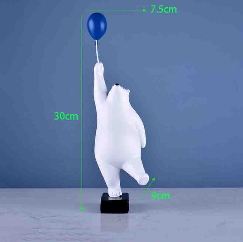 Современные Милые Многожестовые Статуи из Смолы в Виде Воздушного Шара Кролика и Медведя, Украшения, Аксессуары для Детской Комнаты, Домашний Декор для Кафе, Настольная Фигурка