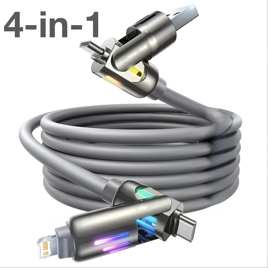 4 IN 1Multifunctional Fast Charging Cable USB A USB C to TypeC Lighting For Iphone 16 15 14 13 Huawei Xiaomi POCO Samsung