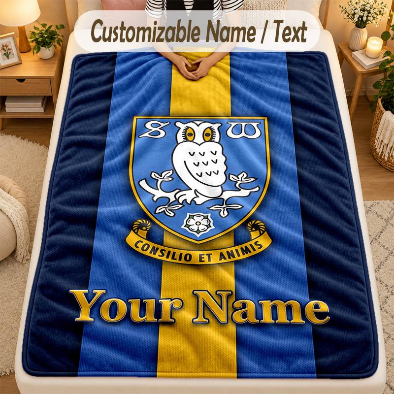 Фланелевое одеяло Sheffield Wednesday FC С индивидуальным текстом имени Персонализированное Мягкое Теплое Плед для дома Подарок