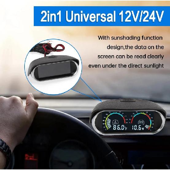 12V Автомобильный 2 в 1 ЖК-дисплей Вольтметр+Измеритель температуры воды с датчиком температуры 1/8 NPT Измеритель температуры воды для автомобиля, грузовика