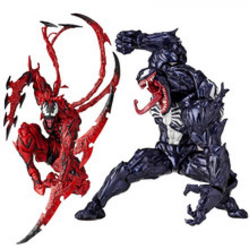 Kaiyodo Revoltech Фигурки Веном и Карнаж Арт-фигурки Сочлененные суставы Коллекционная модель Настольное украшение Разработано для поклонников фильмов о Человеке-пауке