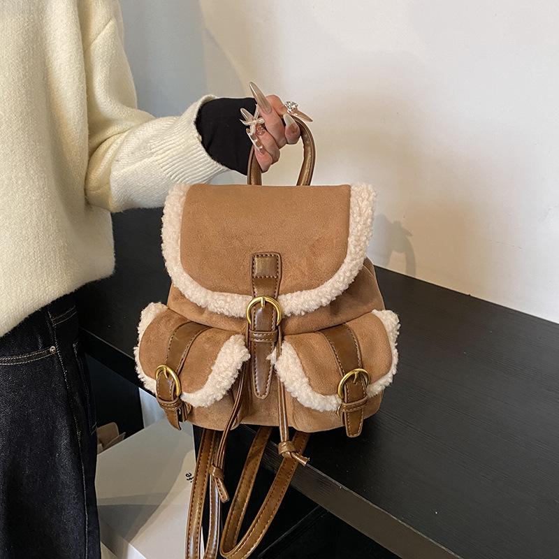 Текстурированный матовый ретро рюкзак женский новый зимний матовый рюкзак студенческий класс школьный рюкзак сумка-ведро