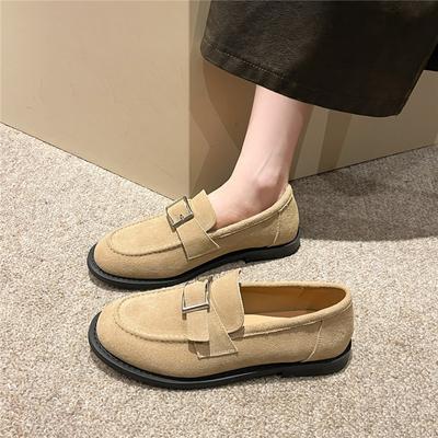 Весна Осень Лоферы Слипоны Женские Плоские Туфли на плоской подошве для Женщин Однотонные Туфли С Пряжкой На Ремне Модные Новые Дышащие Zapatos