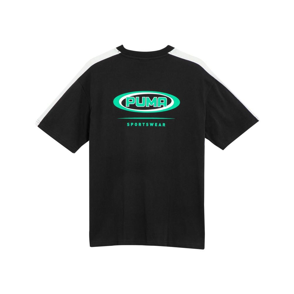 Puma T7 Dance Crew Graphic Color Block Letter Logo Print American Vintage Round Neck Short Sleeve Drop Shoulder T-Shirt Men Tops Black 627171-01