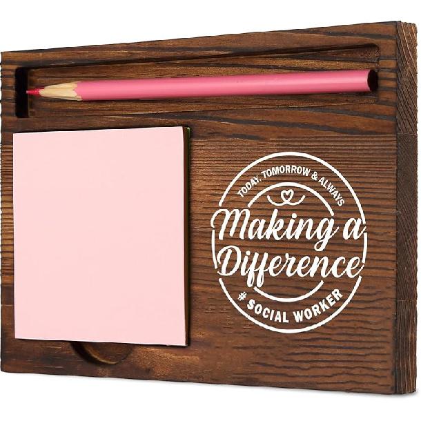 Secretary Difference Maker Self-Stick Note Pad Holder Gift for Administrative Professionals and Office Assistants, Durable and Stylish Desk