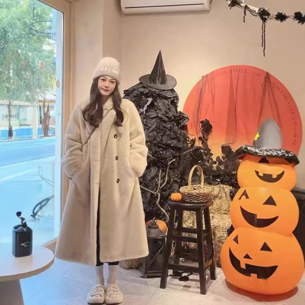 Женское зимнее толстое и теплое темпераментное длинное пальто, элегантное пальто-костюм с длинными рукавами и одним воротником