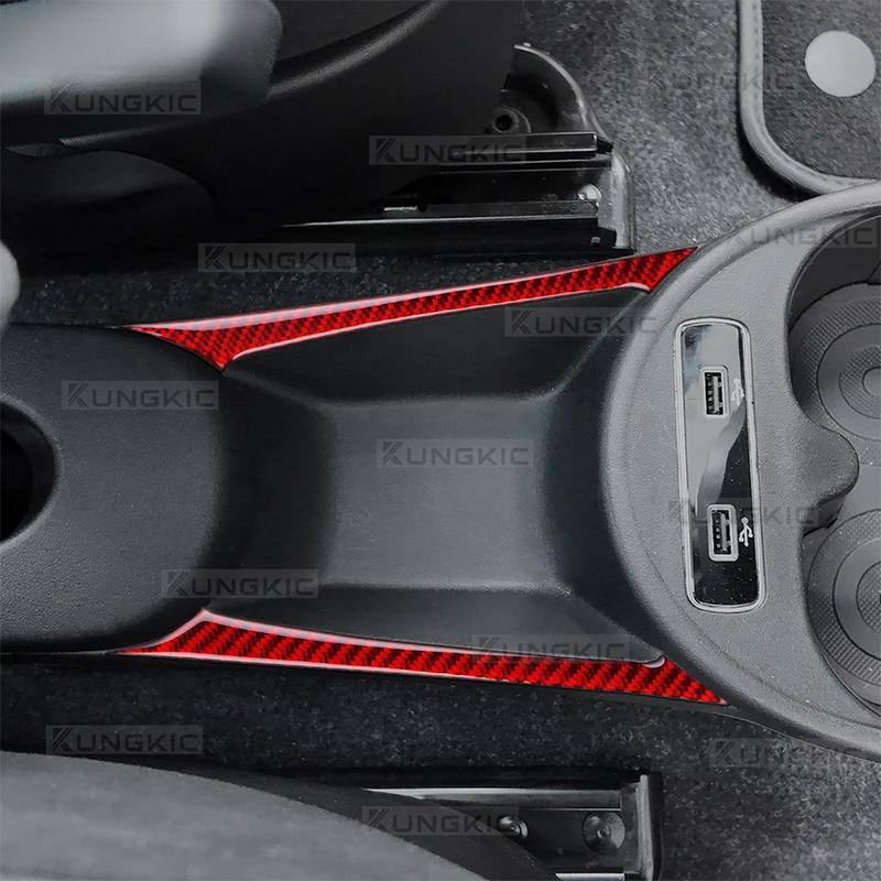 Real Soft Carbon Fiber Sticker For Fiat 500 500C/Abarth 595 595C /695 695C 2016 2017 2018-2024 500e 16-19 Car Gear Storage Strip.