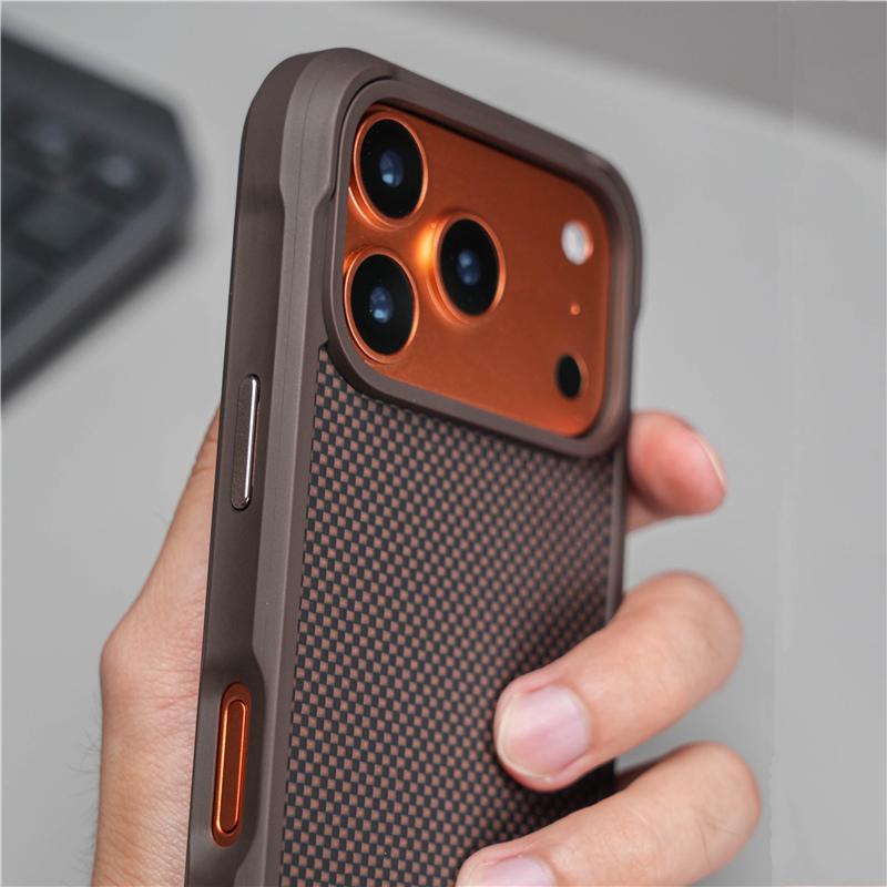 Магнитный чехол-сетка с плетением Magsafe для iPhone 17 16 Pro Max 17Pro 16Pro, роскошный, с металлической кнопкой, для беспроводной зарядки, противоударный