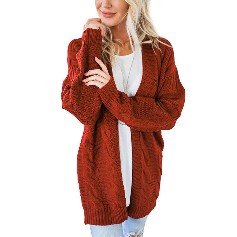 Fashionable Casual Knitted Sweater With Loose Long Sleeve Women Cardigan