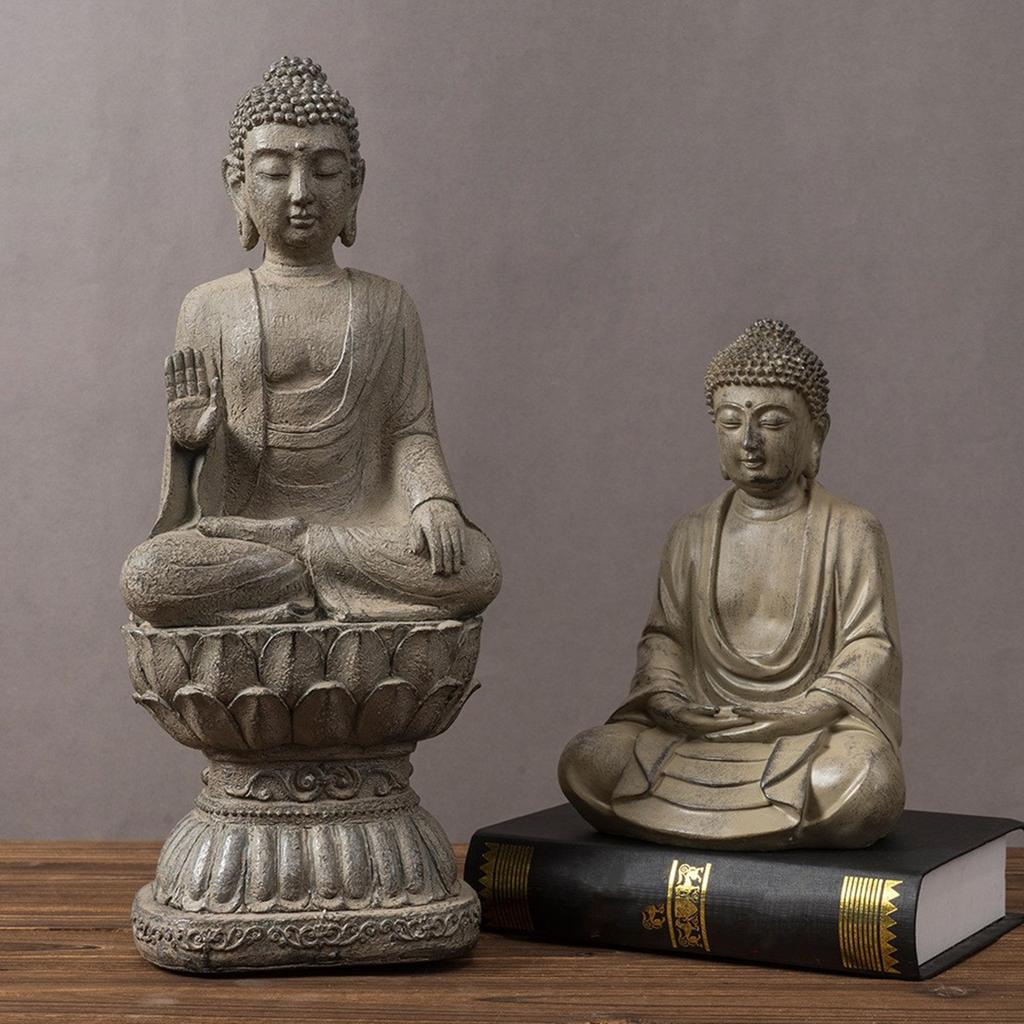 Медитирующие Будды Статуя для Медитации Смолы Буддийская Статуэтка Духовная Скульптура Домашнее Украшение Рабочего Стола Орнамент