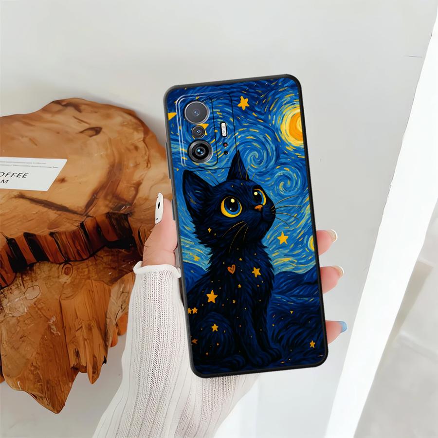 Чехол-футляр Funda для Xiaomi Mi 14 12T Pro 11T 10T 12 11 13 Lite 12X Вращающийся Звездное небо Кошка
