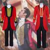 The King Of Circus Barnum Cosplay Costume For Men Red And Black Polyester Blended Fabric