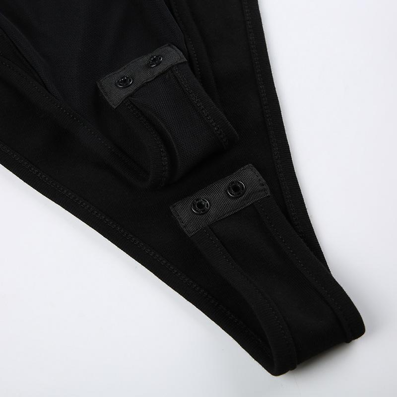 Женский сексуальный комбинезон из двух частей Pure Desire Wind Mesh Splicing Booklet Buckle Slim с длинным рукавом