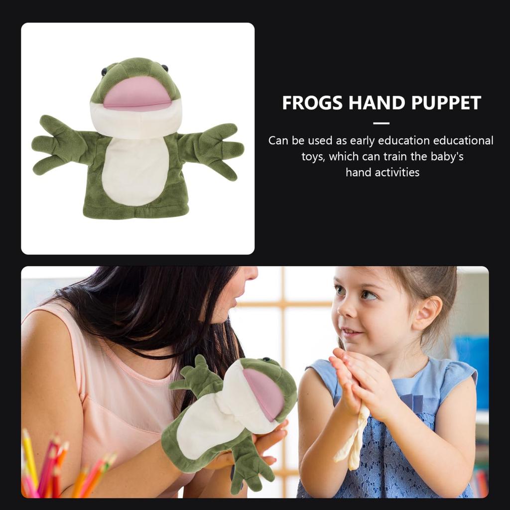 TOYANDONA Frog Hand Puppet, Plush Toy with Moving Mouth, Cute Ventriloquism Puppet for Parents and Children