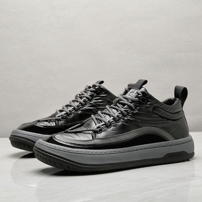 2025 direct supply men's shoes down cloth waterproof high-top shoes men's winter casual versatile board shoes trendy clown shoes