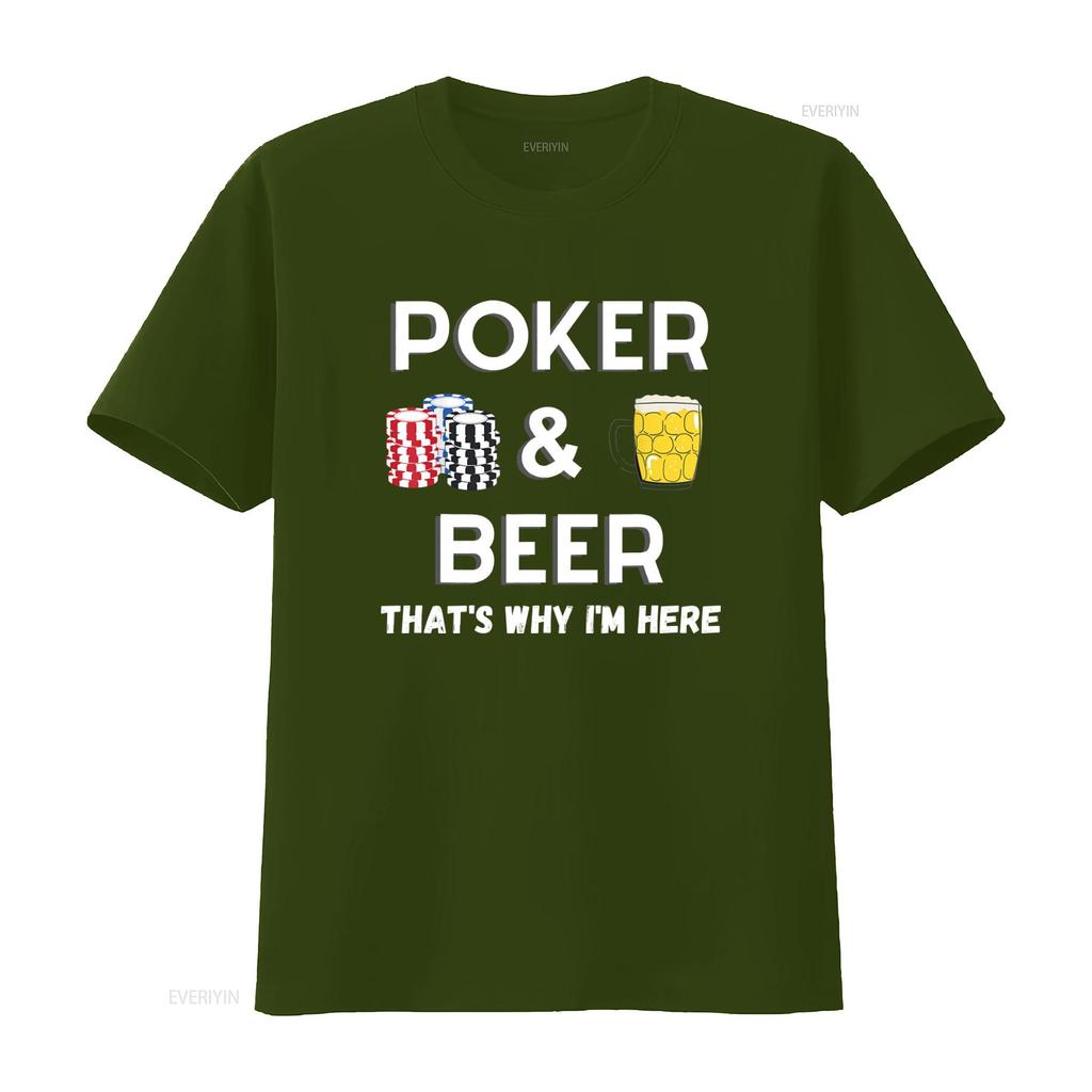 Unisexs Poker And Beer T Shirt Funny Design With Mug Perfect For Lovers Vintage Washed Slightly Comfortable Stretched Soft