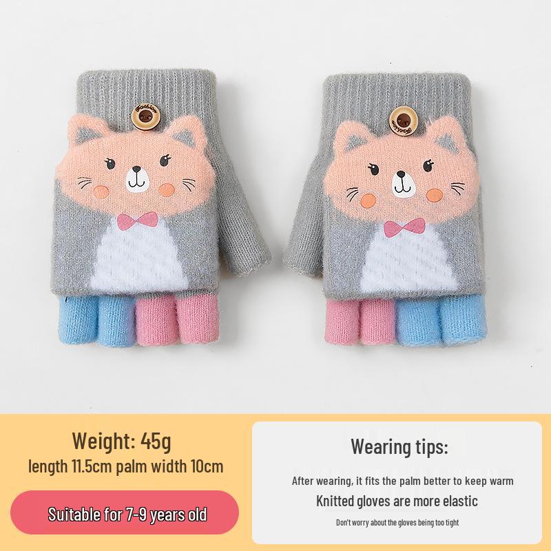 Cozy Cartoon Crocodile Flip-Top Kids' Gloves
