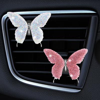Bling Butterfly Автомобильный зажим для воздуховода Декор Интерьер Милый Вентиляционный приборная панель Автомобильный воздух Ароматерапия Освежитель воздуха Зажимы Автомобильные аксессуары