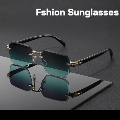 Металлические безободковые солнцезащитные очки для улицы, металлические петли, качественные, защита от солнца UV400, роскошный дизайн, очки с огранкой