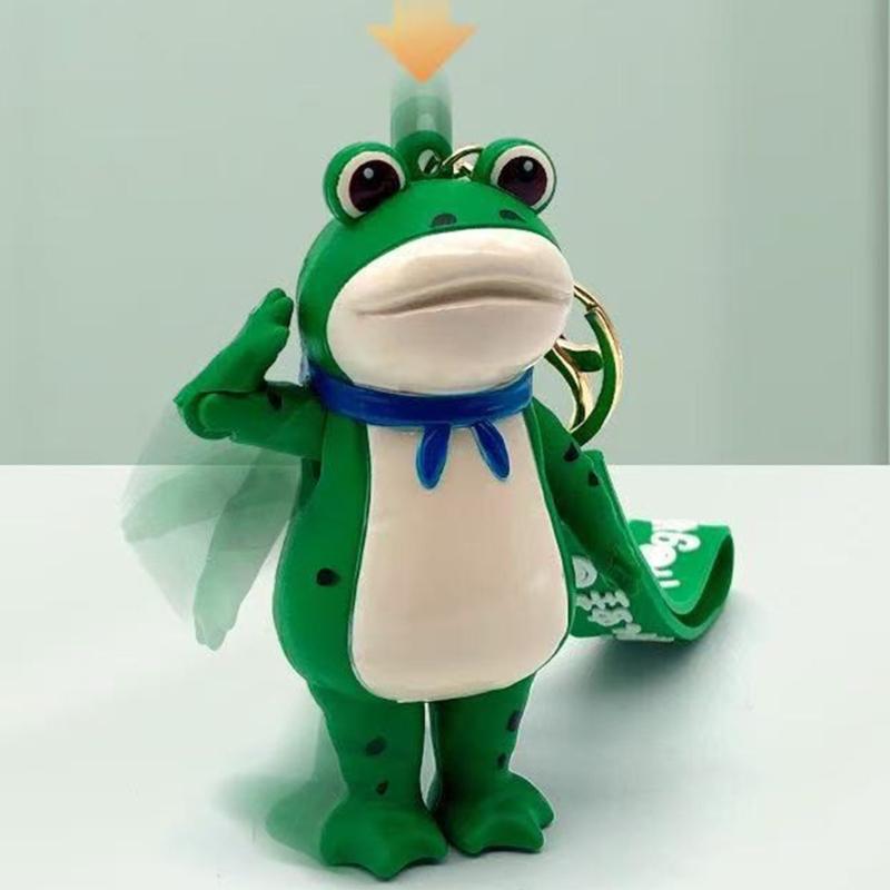 Simple Fidgets Toy Press Saluting Frogs Keychain Stress Relief Hand Toy Backpack Charm Accessories Valentines Day