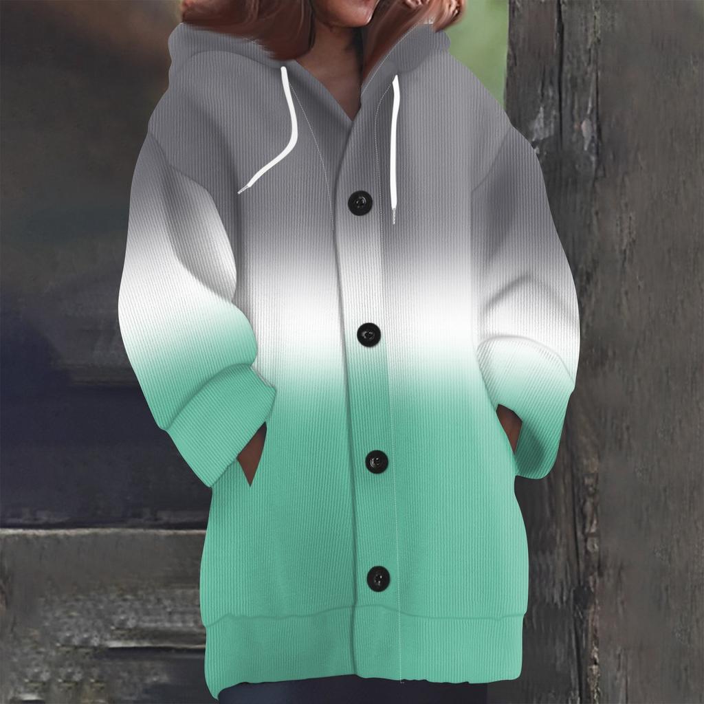 Свитшоты для женщин Вязаный свитер с длинным рукавом Принт Вязаный худи с пуговицами Кардиган Пальто