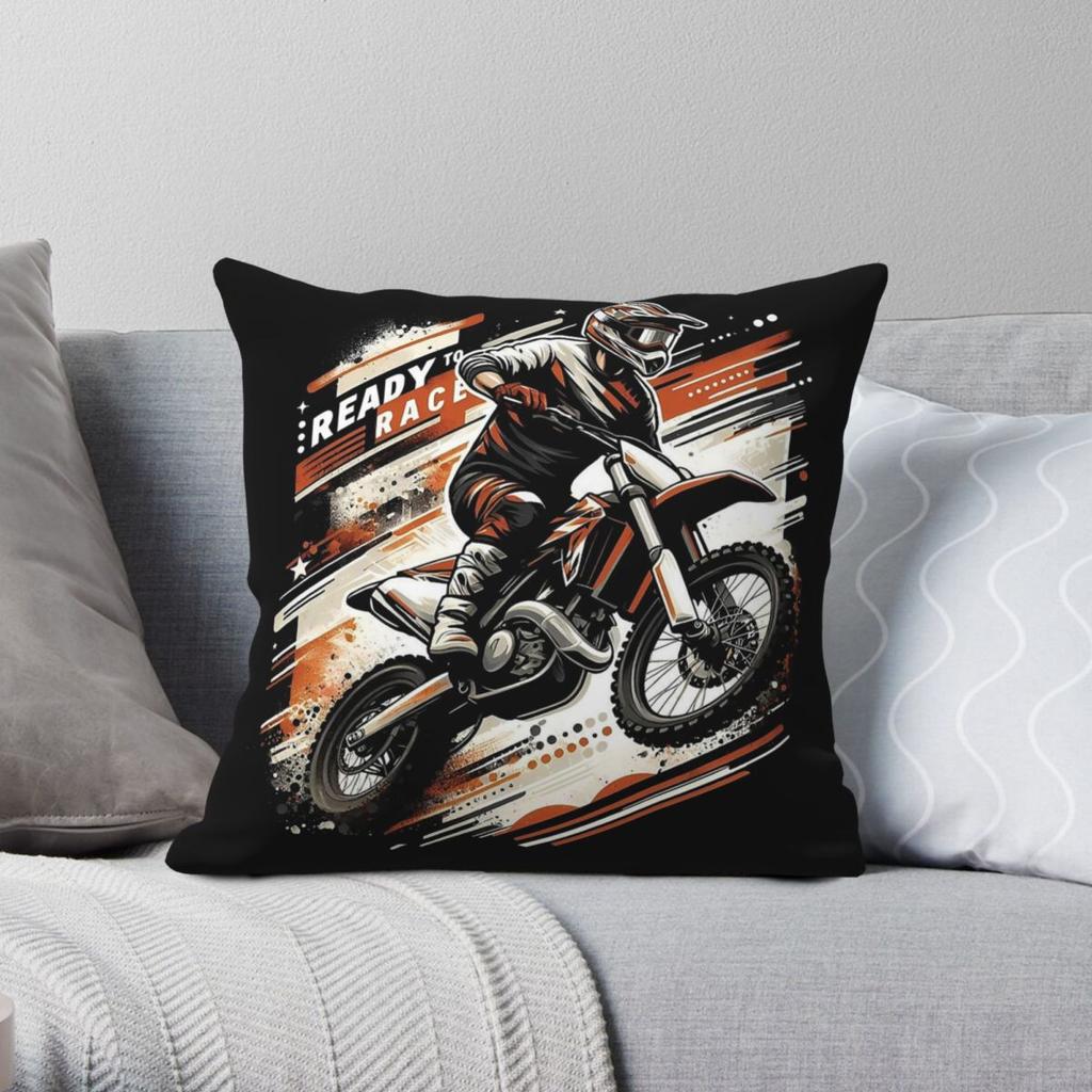 Ready To Race Super Moto Racing Square Pillowcase Polyester Linen Velvet Printed Zip Decor Pillow Case Sofa Seater Cushion Cover