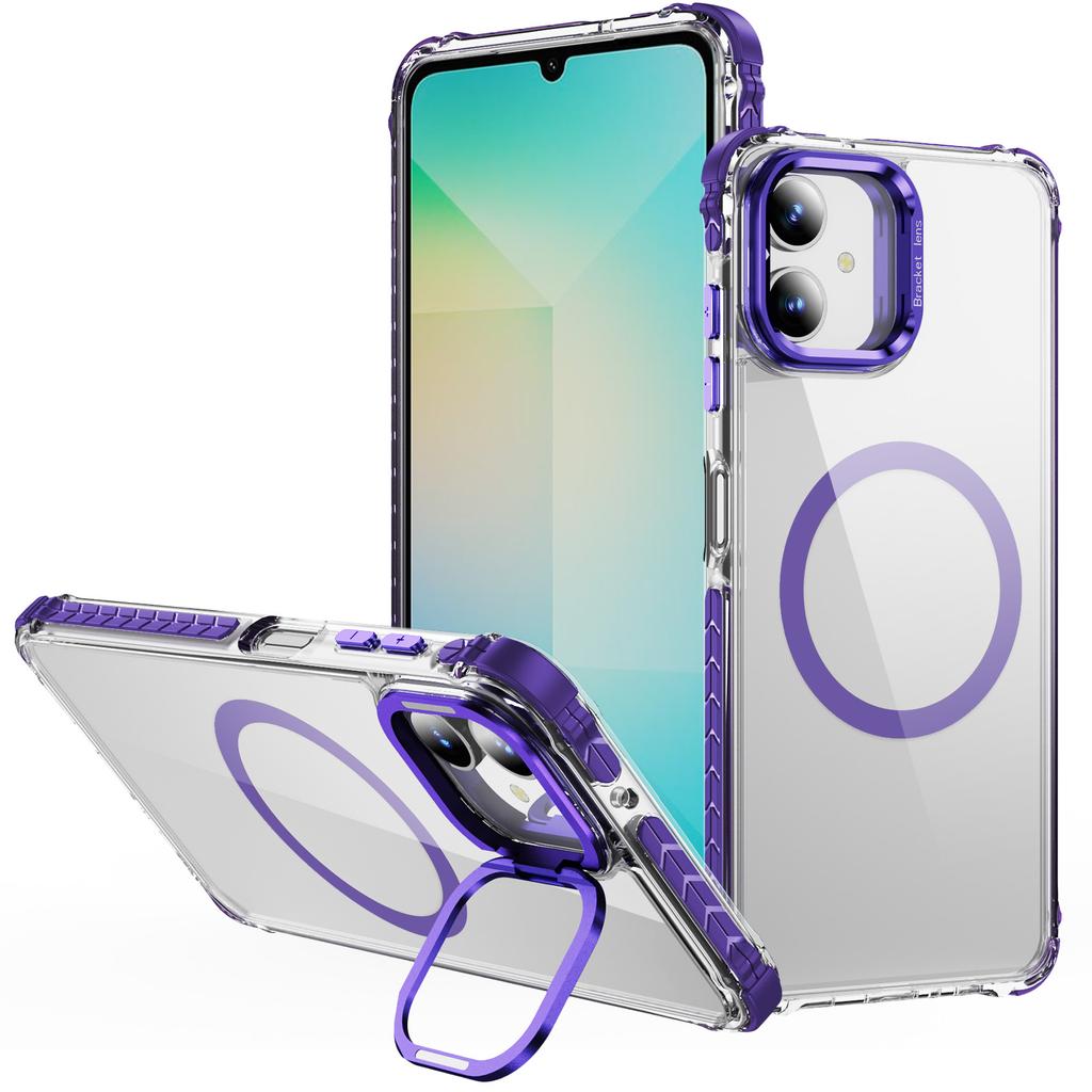 For Samsung Galaxy A05 4G Clear Phone Case with Lens Kickstand Cover Compatible with MagSafe