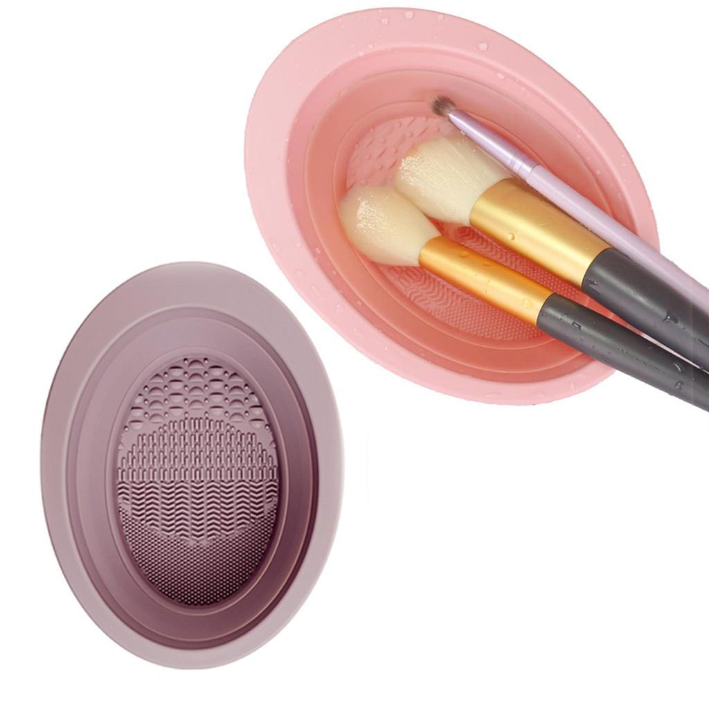 Makeup Brush Puff Cleaning Bowl Silica Gel Foldable Portable Beauty Egg Cleaning Tool For Women