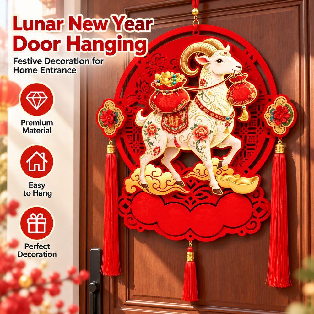 Red Tassel Spring Couplet 3D Fu Hanging Ornament Gifts Goat Decoration Chinese New Year