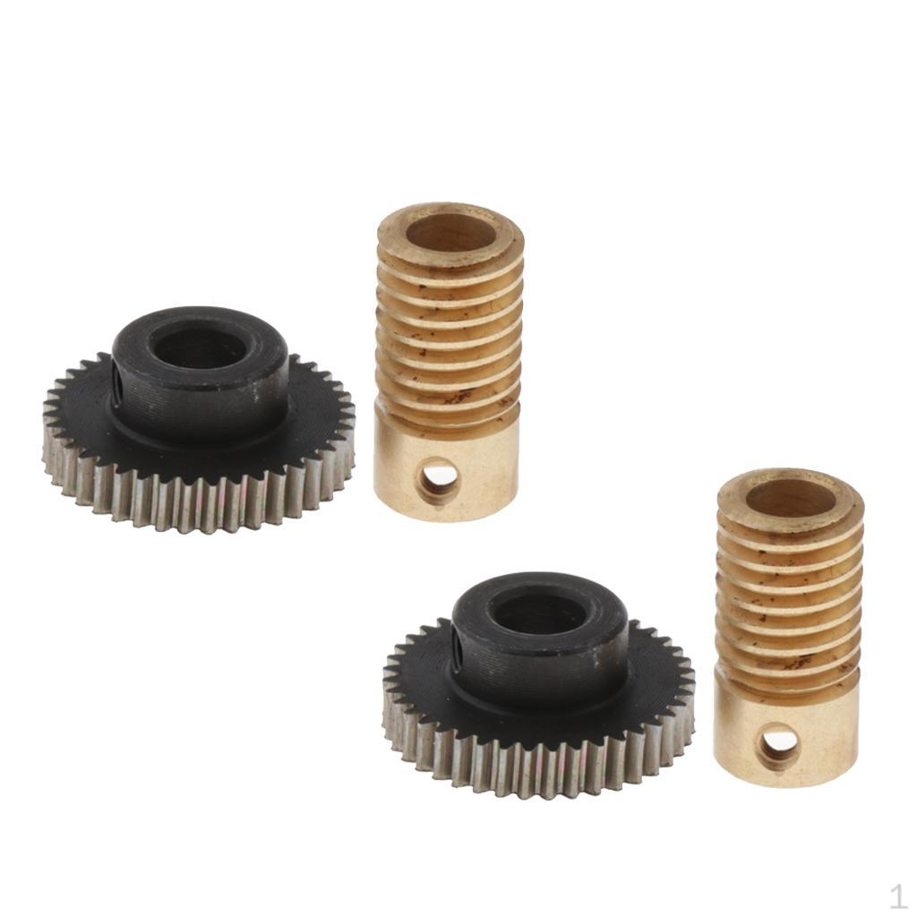 4pcs 0.5 Modulus Steel Worm Gear Wheel + Brass Shaft Set Hole 6mm