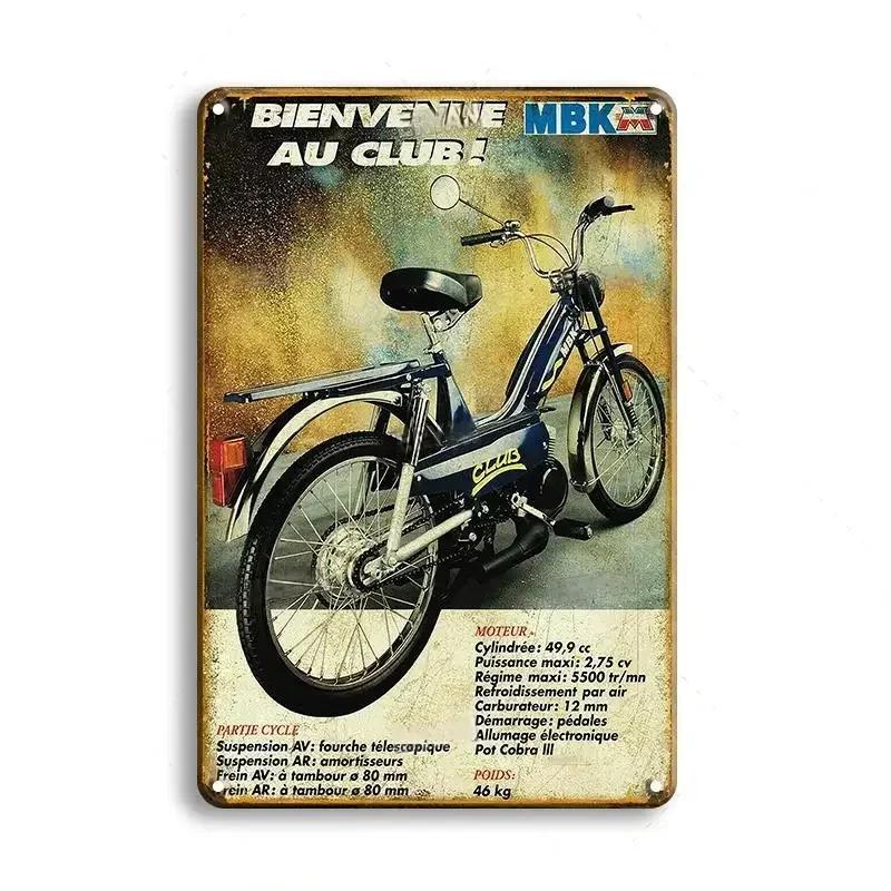 Винтажный мотоцикл Декоративная металлическая пластина Постер Ржавая потертая жестяная вывеска Декор для стен гаража бара Поделки Табличка Жестяные вывески
