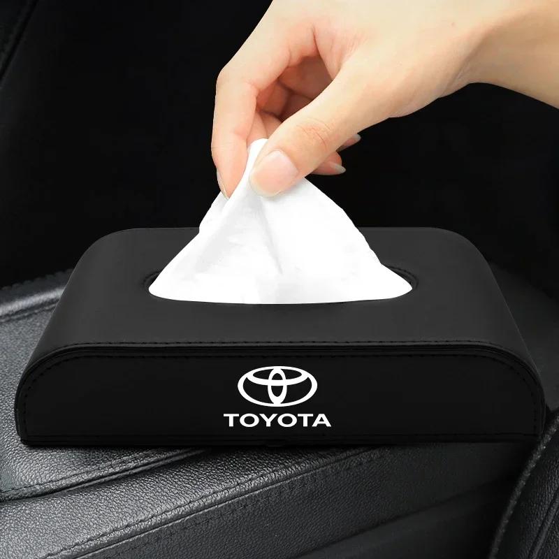 1pcs Car Tissue Box Holder Armrest Box Storage Case Emblem for Toyota TRD Corolla Camry Rav4 Yaris Hilux Prius Auris Car Accessories