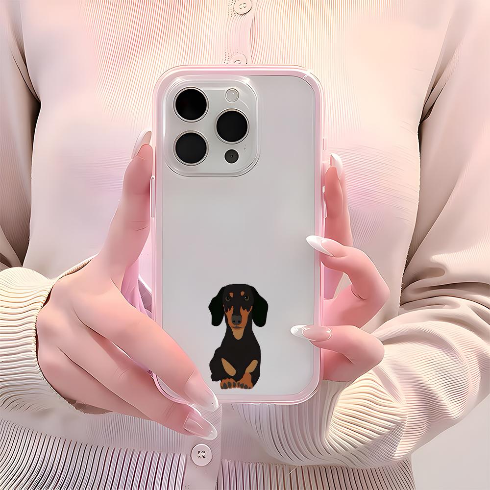 Прозрачный чехол для телефона с рисунком таксы Для iPhone 17 16 15 14 13 12 11 Pro Max Air Plus 2 в 1 Силиконовый мягкий чехол конфетного цвета