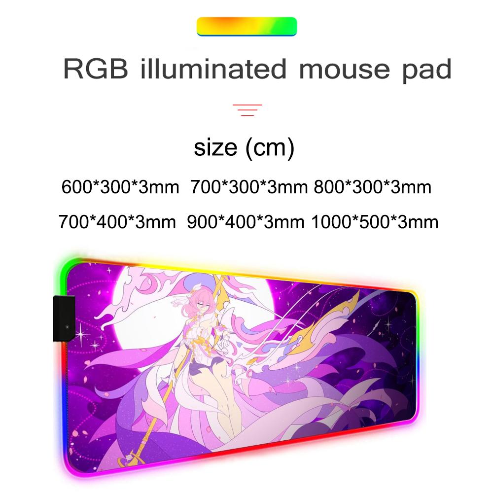 Elysia Игровой коврик для мыши RGB Большой светодиодный коврик Настольный коврик для ПК Светящийся коврик для мыши Большие коврики для клавиатуры Настольный коврик с подсветкой