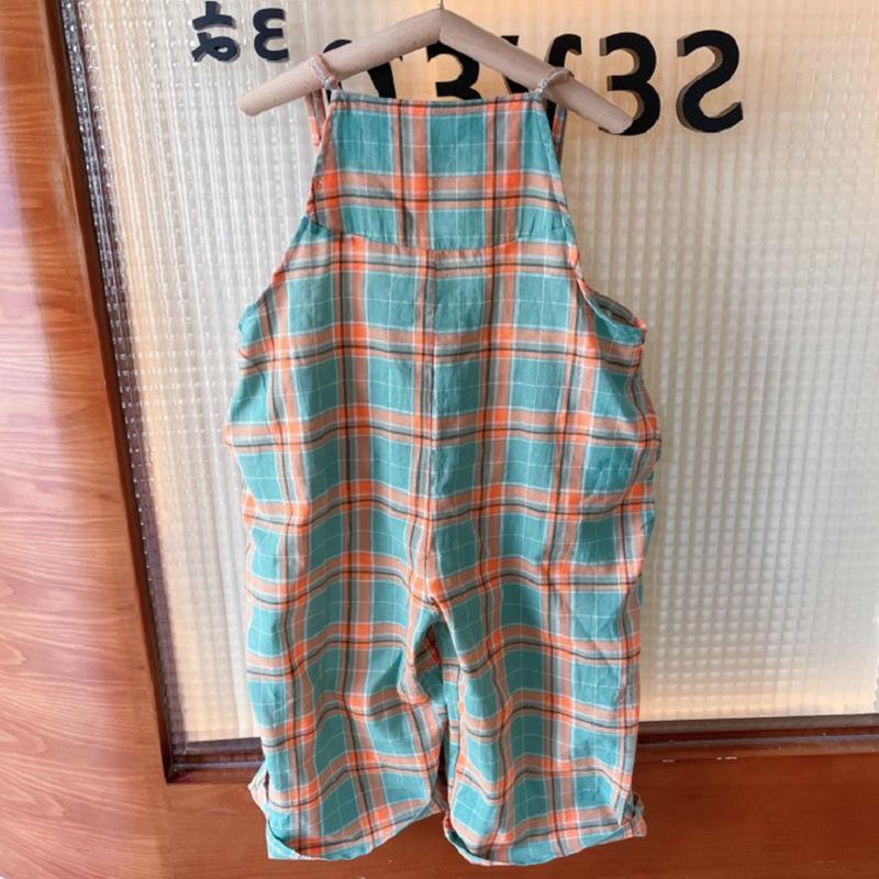 Комбинезон в клетку для маленьких девочек, цельный комбинезон, штаны-шаровары, комбинезон без рукавов, детский боди, комбинезон, детская одежда, От 3 до 8 лет