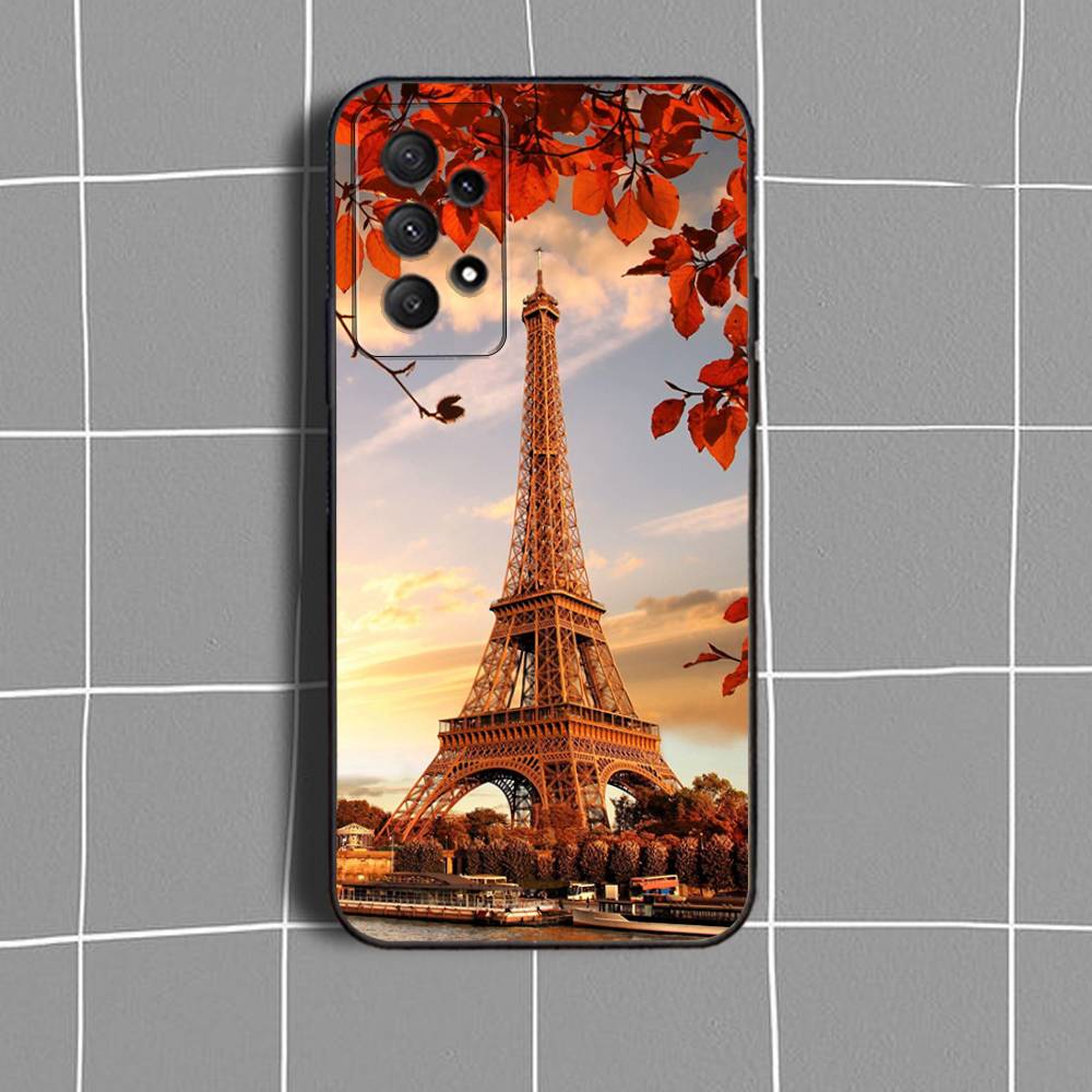 P-Paris ArtS E-Eiffel Tower Phone Case For Samsung Galaxy A 91,80,73,72,71,53,52,51,22,5G Shockproof Soft Black Cover