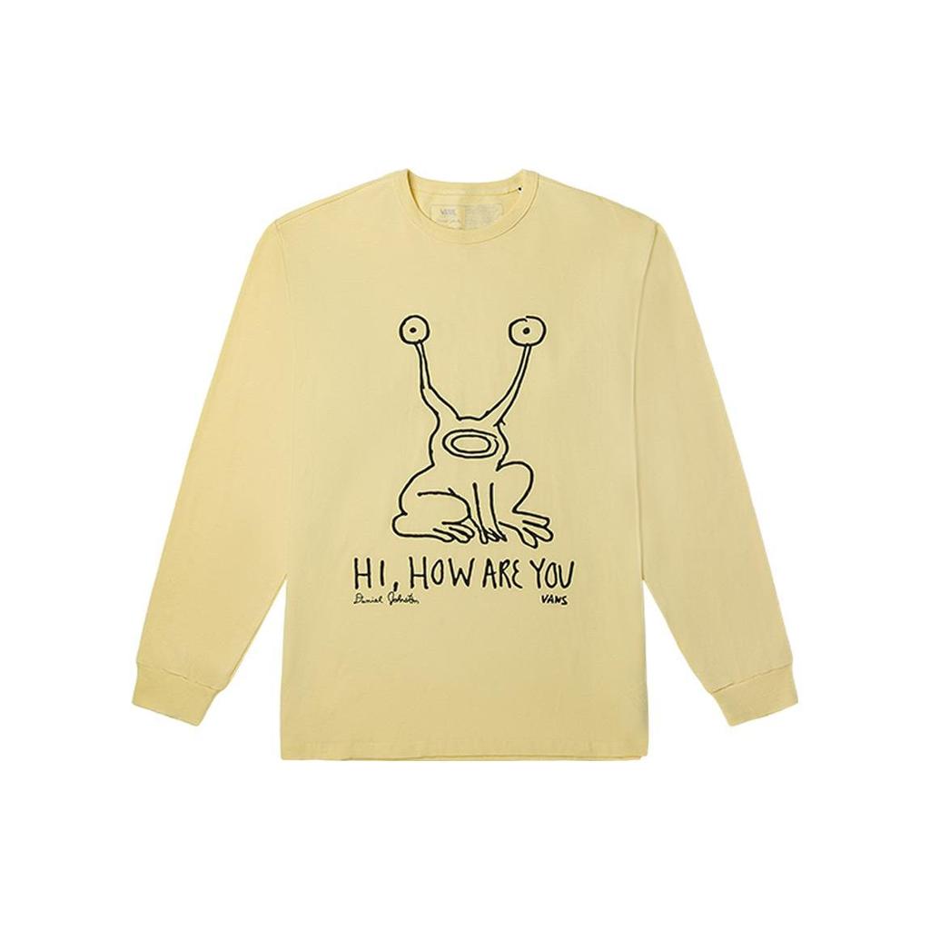 Vans Футболка свободного кроя с круглым вырезом и длинными рукавами X Johnston Cartoon Alien Letter Print, унисекс, желтые VN0A7SOM86V1