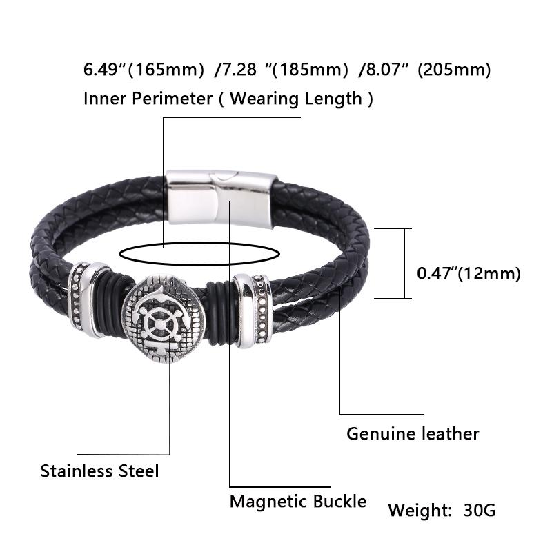 Красивый панк-браслет из нержавеющей стали с застежкой в виде якоря, плетеный браслет из натуральной кожи для мужчин, подарки