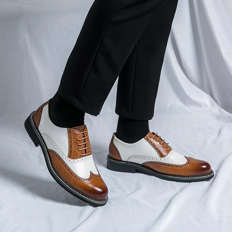 Fashion Brand Men Leather Casual Business Shoes New Lace Up Wearable Anti Slip Formal Office Work Shoes Men Party Wedding Oxford Shoes