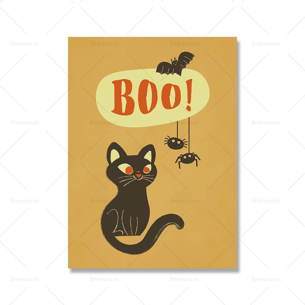 Винтажная настенная живопись на Хэллоуин, холст, картина в стиле ретро, постер с домом с привидениями и принты, забавные настенные картины для гостиной, декор для детской комнаты