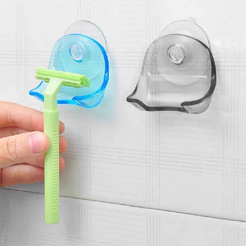 Stylish Plastic Super Suction Cup Razor Organizer With Space Saving Design For Bathroom
