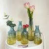 European Roman Relief Art Glass Vase Retro Transparent Glass Vase Mini Flower Bottle Hydroponic Systems Room Home Decoration