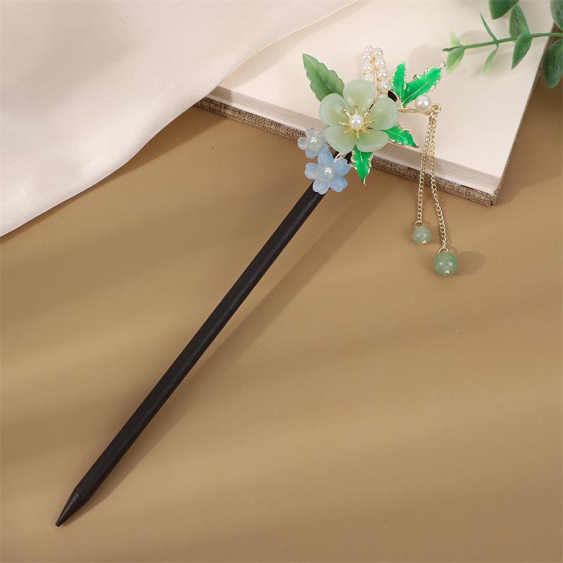 Заколка для волос с кисточкой в стиле эбони: Винтажное деревянное украшение для волос для женщин, идеально подходящее для простых причесок и украшений для старинных костюмов