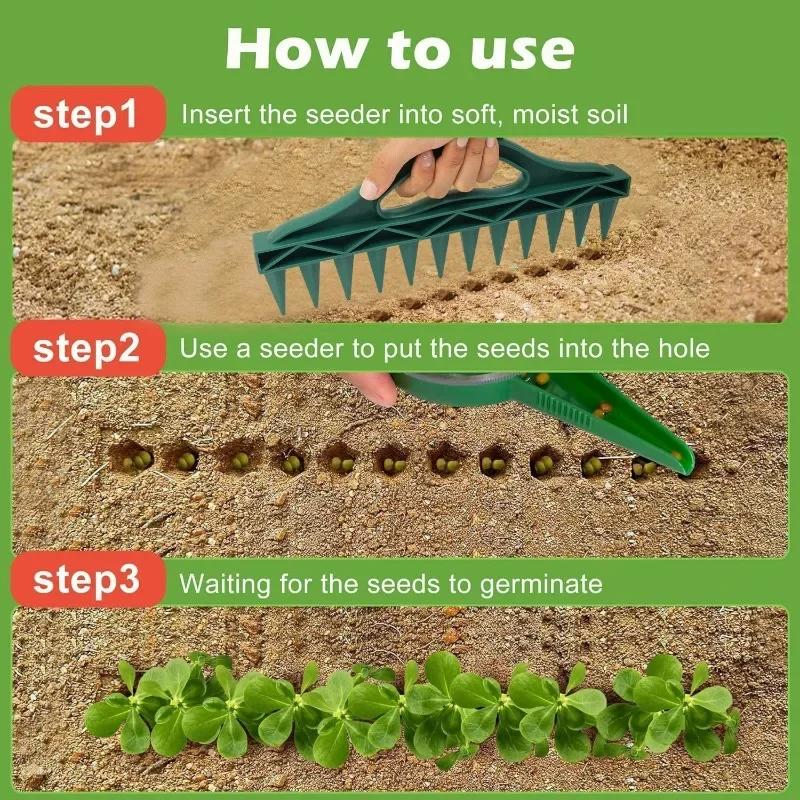 3/1x Plastic Hand Dibbler Garden Seeder Tool 12-Hole Fast Seeding Dispenser Dibber Efficient Planting In Flower Lawn Garden Tool