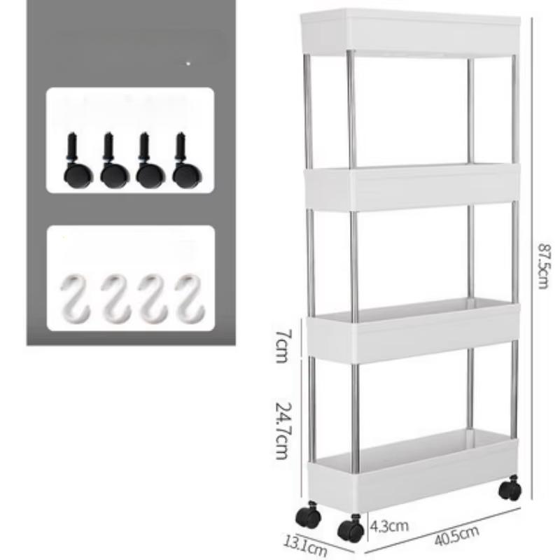 1pcs 3/4 Tier Rolling Utility Cart Storage Shelf Movable Gap Storage Rack Kitchen Bathroom Slim Slide Organizer Shelf Livingroom