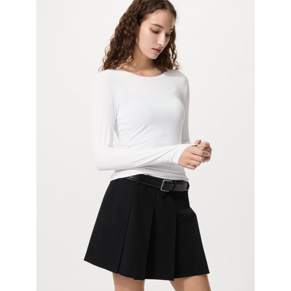 Uniqlo Япония Воздушный Ритм УФ Защита Круглый Вырез Футболка Шелковая Смесь
